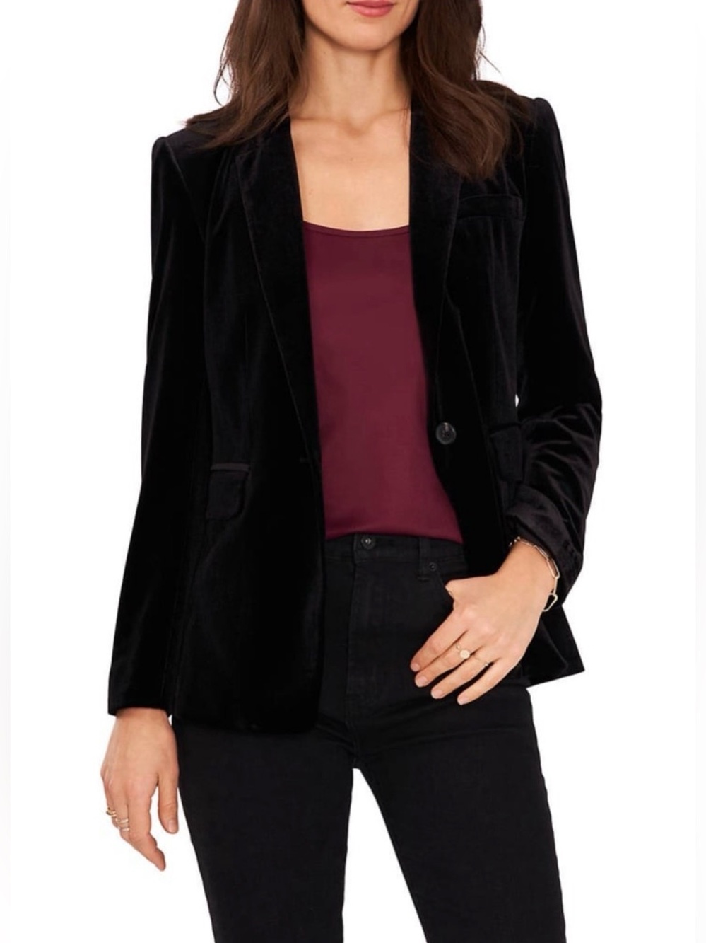 J. Crew Classic Velvet Black One-Button Blazer 2P Petite